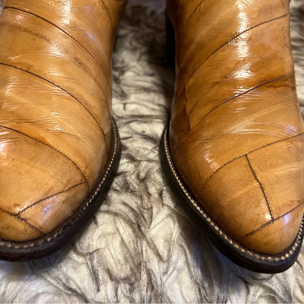 Nocona Tan and Cream Men's EEL & Leather western cowboy Boots 8.5 D - Picture 3 of 15